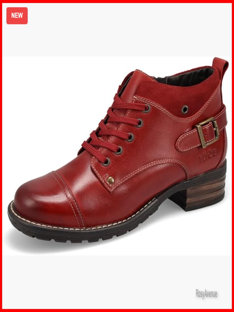 Leather Ankle Boots With Faux Fur Trim, Arch Support, Zip Closure
